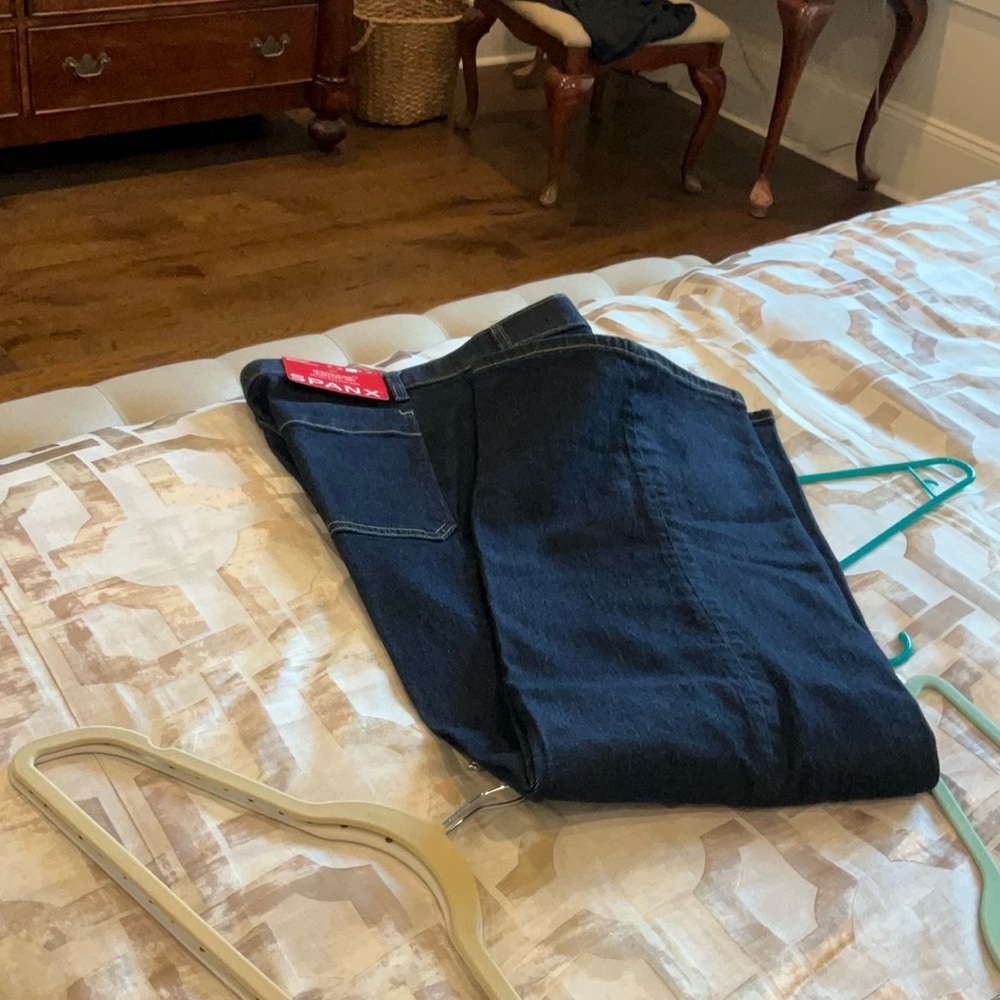 SPANX Dark Blue Wide Leg Flare Jeans